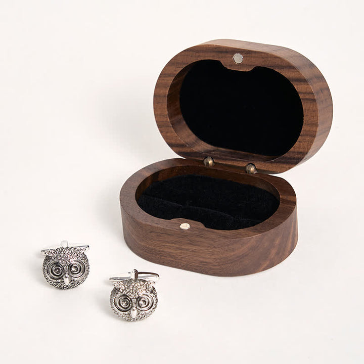 Men's 1 Pair Cute Owl Head Silver-Tone Cufflinks - image 8