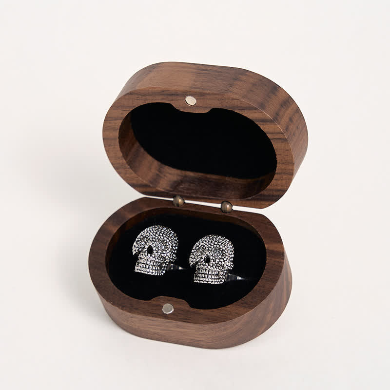 Men's 1 Pair Silver-Tone Punk Skull Head Cufflinks - image 3