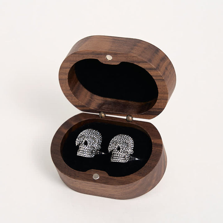 Men's 1 Pair Silver-Tone Punk Skull Head Cufflinks - image 3