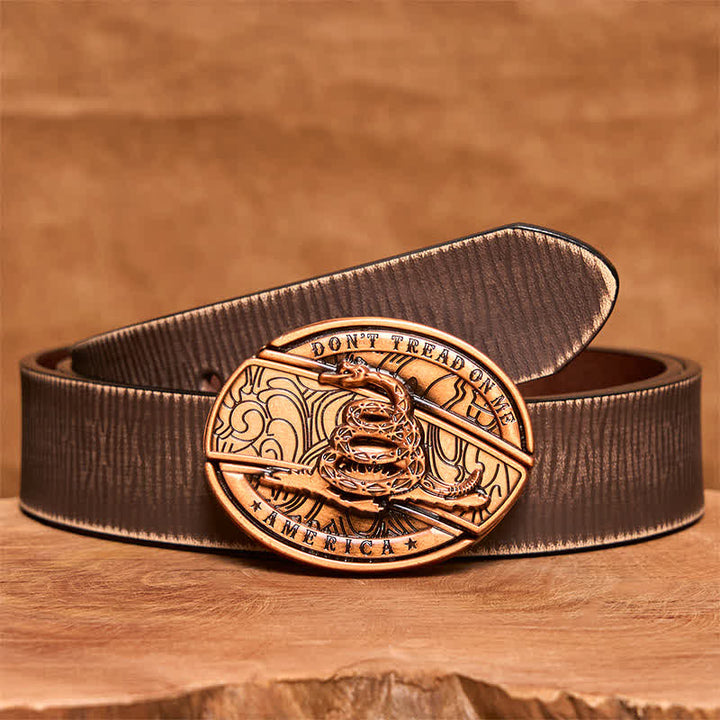 Men's DIY Red Bronze Snake Hidden Folding Knife Leather Belt - Snake - Brown Distressed Belt - 42 - image 9