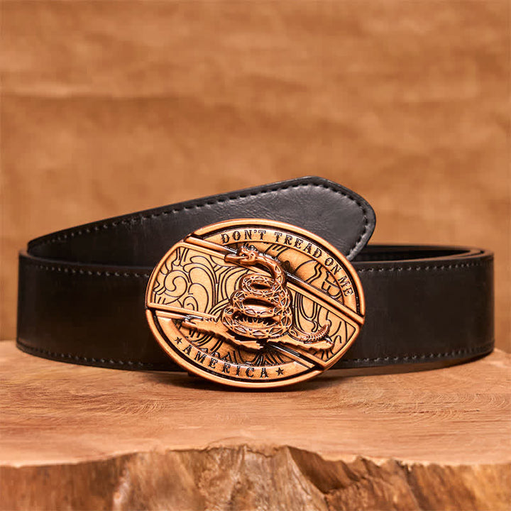 Men's DIY Red Bronze Snake Hidden Folding Knife Leather Belt - Snake - Black PU Belt - 42 - image 5