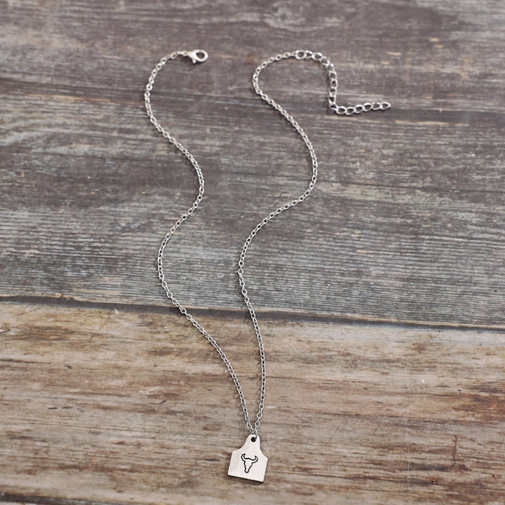 Custom Silver Mini Cattle Tag Initial Stainless Steel Necklace - image 7