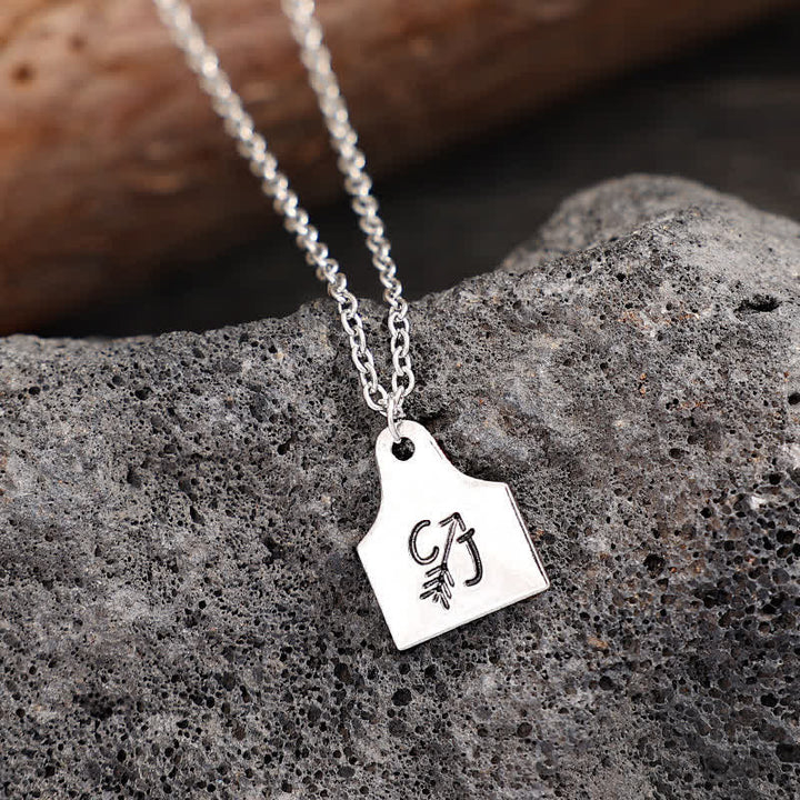 Custom Silver Mini Cattle Tag Initial Stainless Steel Necklace - image 8