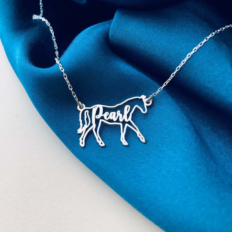 Custom Name Horse Lover Pendant Necklace - Silver - image 6