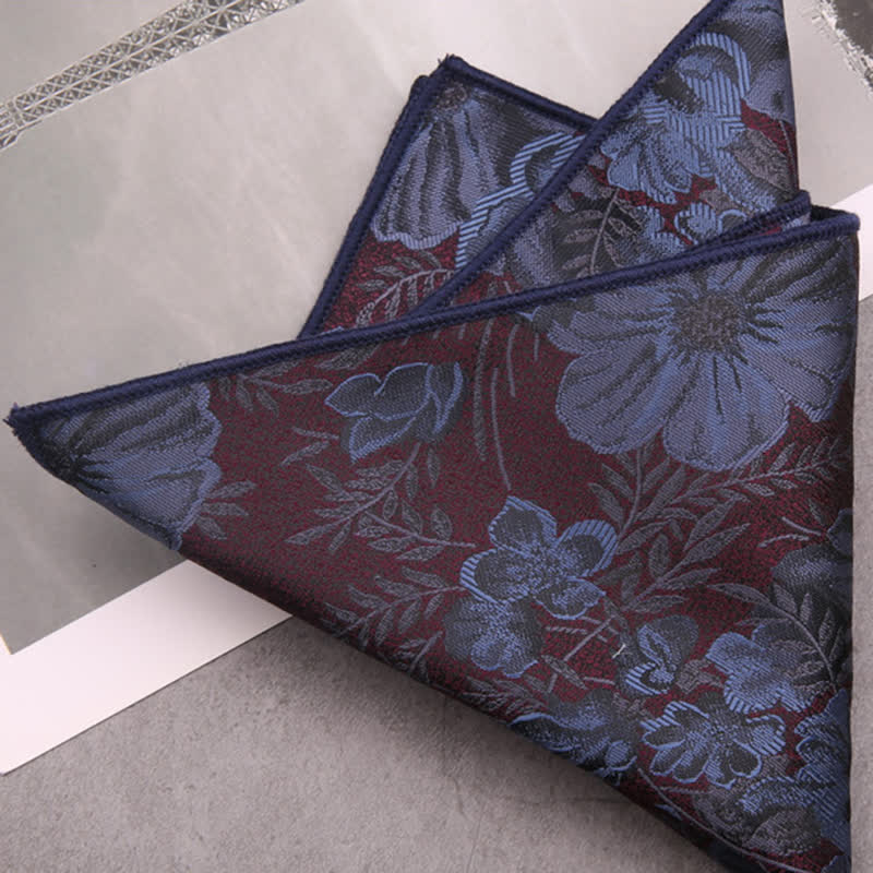 Men's Elegant CornflowerBlue Floral Necktie - CornflowerBlue - Only Pocket Square - image 2