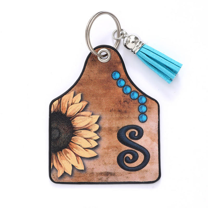 Western Style Sunflower&Letter Tassel Leather Keychain - S - image 20