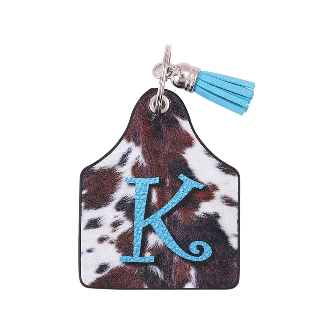 Vintage Western Farm Cow Pattern&Letter Printed Leather Keychain - K - image 10