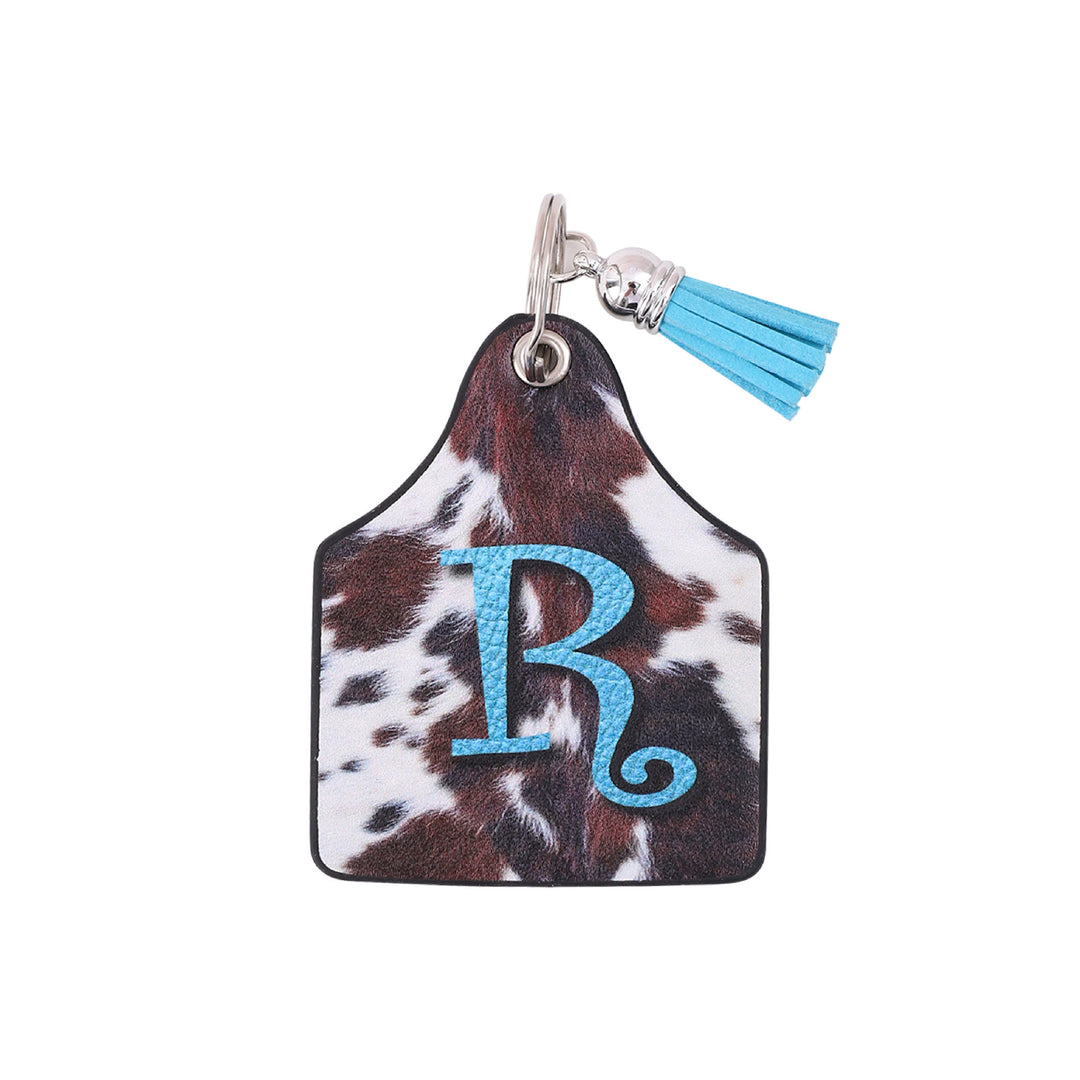 Vintage Western Farm Cow Pattern&Letter Printed Leather Keychain - R - image 16