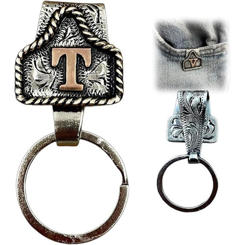 Western Cowboy Style Retro Letter Metal Keychain - image 22
