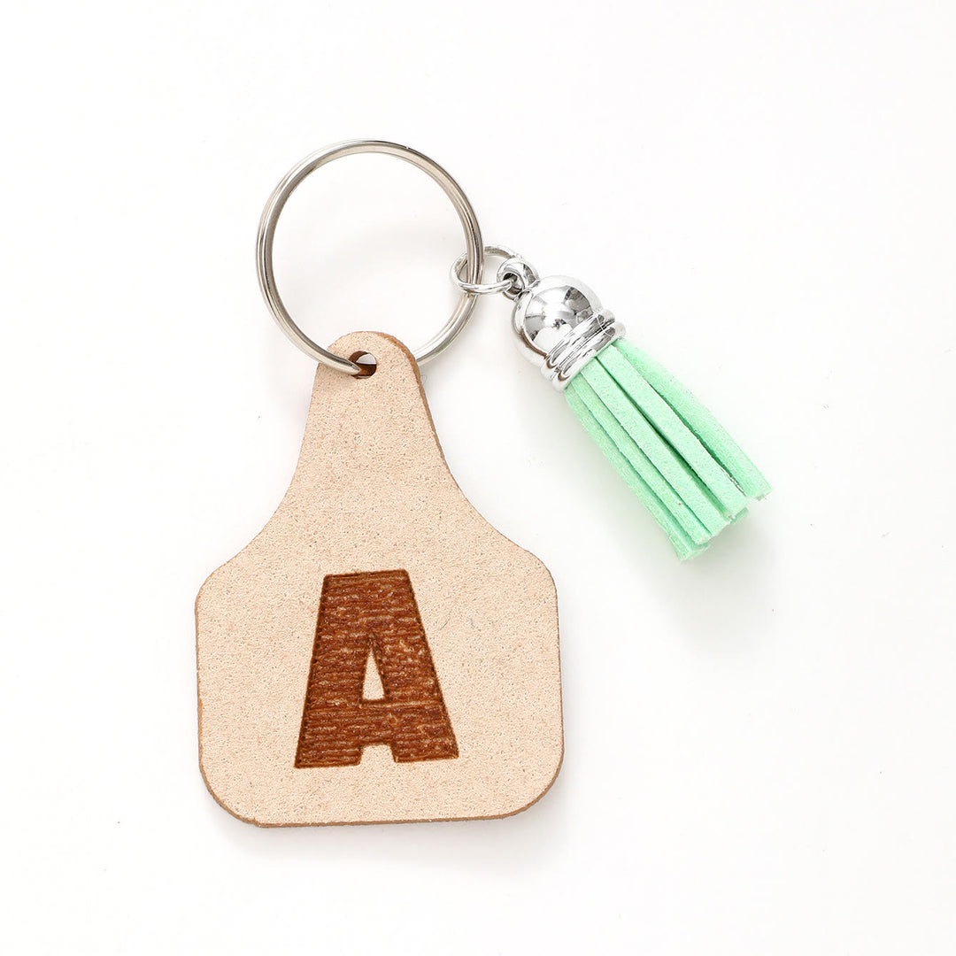 Farm Minimalist Style Letter Green Tassel Keychain - A - image 2
