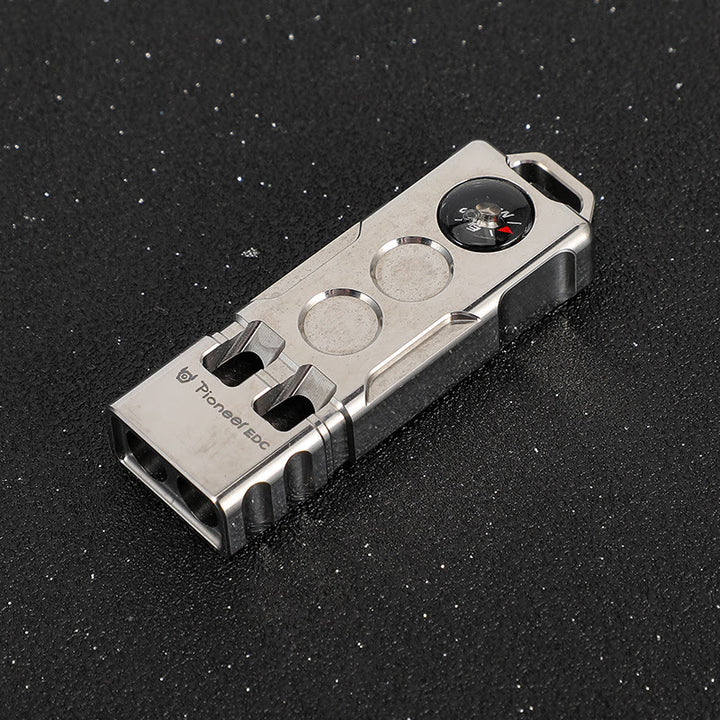 2-in-1 EDC-Tool Dual Tube High Decibel Survival Compass&Whistle - Titanium Original Color - image 10