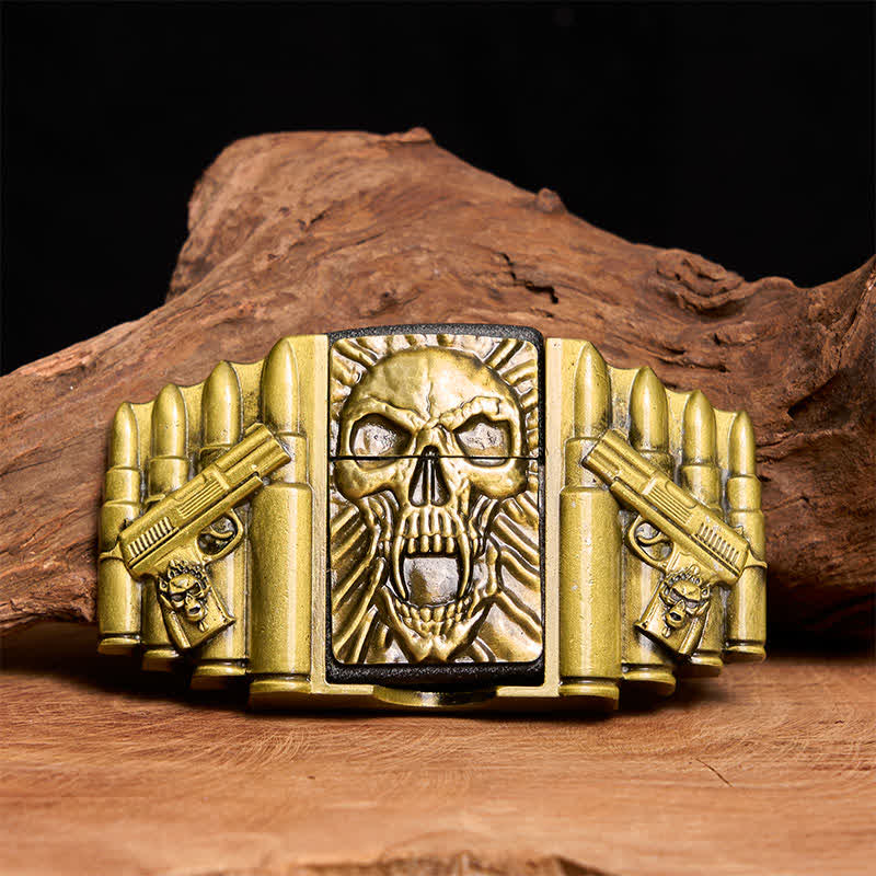Men's DIY Bronze Scary Skull Head Leather Belt With Hidden Lighter - Skull Head - Without Belt - Not Included Belt - image 0