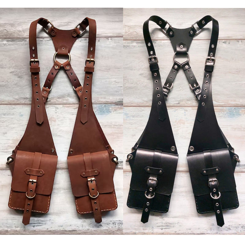 Retro Punk Anti-theft Mobile Phone Leather Shoulder Bag - image 7