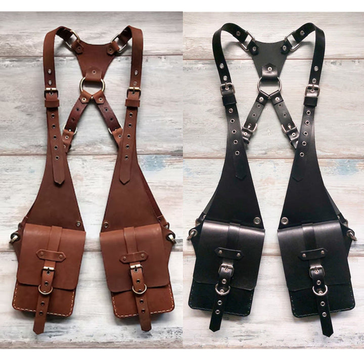 Retro Punk Anti-theft Mobile Phone Leather Shoulder Bag - image 7