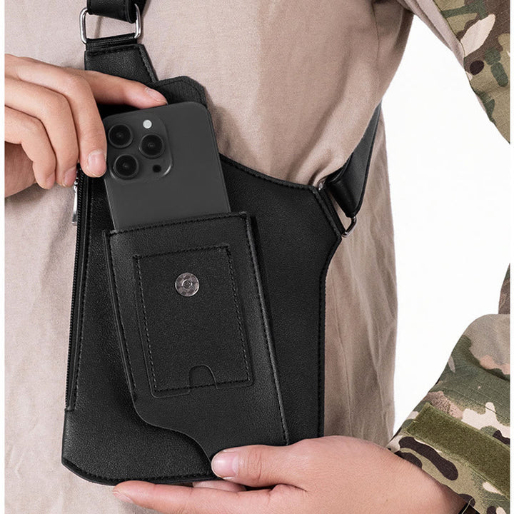 Outdoor Multi-Pocket High-Capacity Leather Underarm Shoulder Bag - image 4