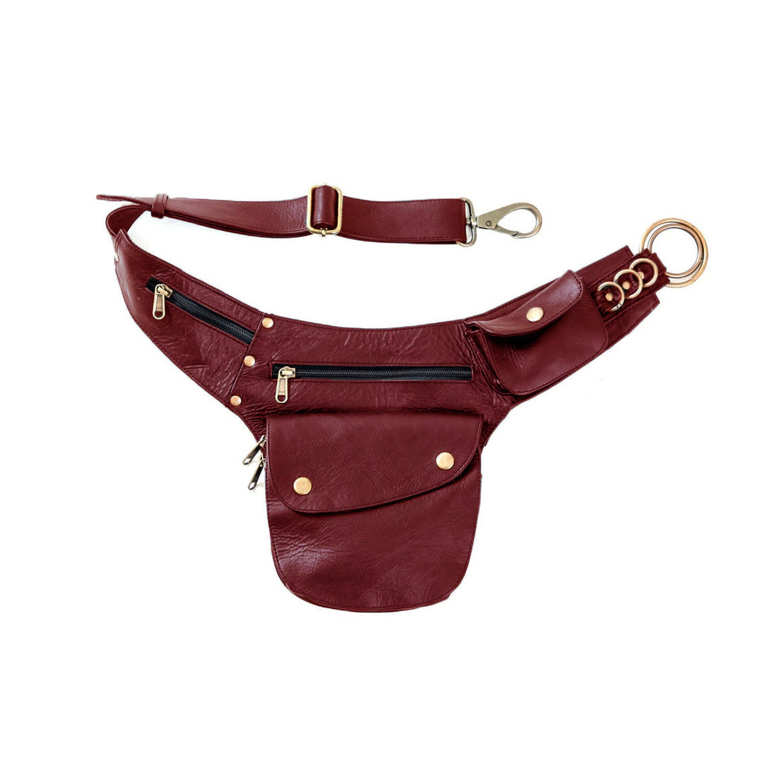 Retro Leisure Travel Hiking Women's Phone Bag Wallet Belt Bag - Red - image 8