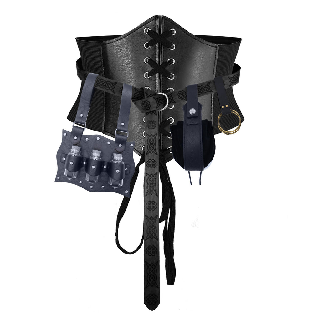 Medieval Style Halloween Women's Cosplay Belt Waist Seal Accessories - 5 Pcs - Black - XL(32.7in / 83cm) - image 2