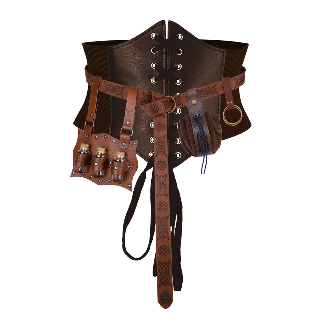 Medieval Style Halloween Women's Cosplay Belt Waist Seal Accessories - 5 Pcs - Brown - XL(32.7in / 83cm) - image 1