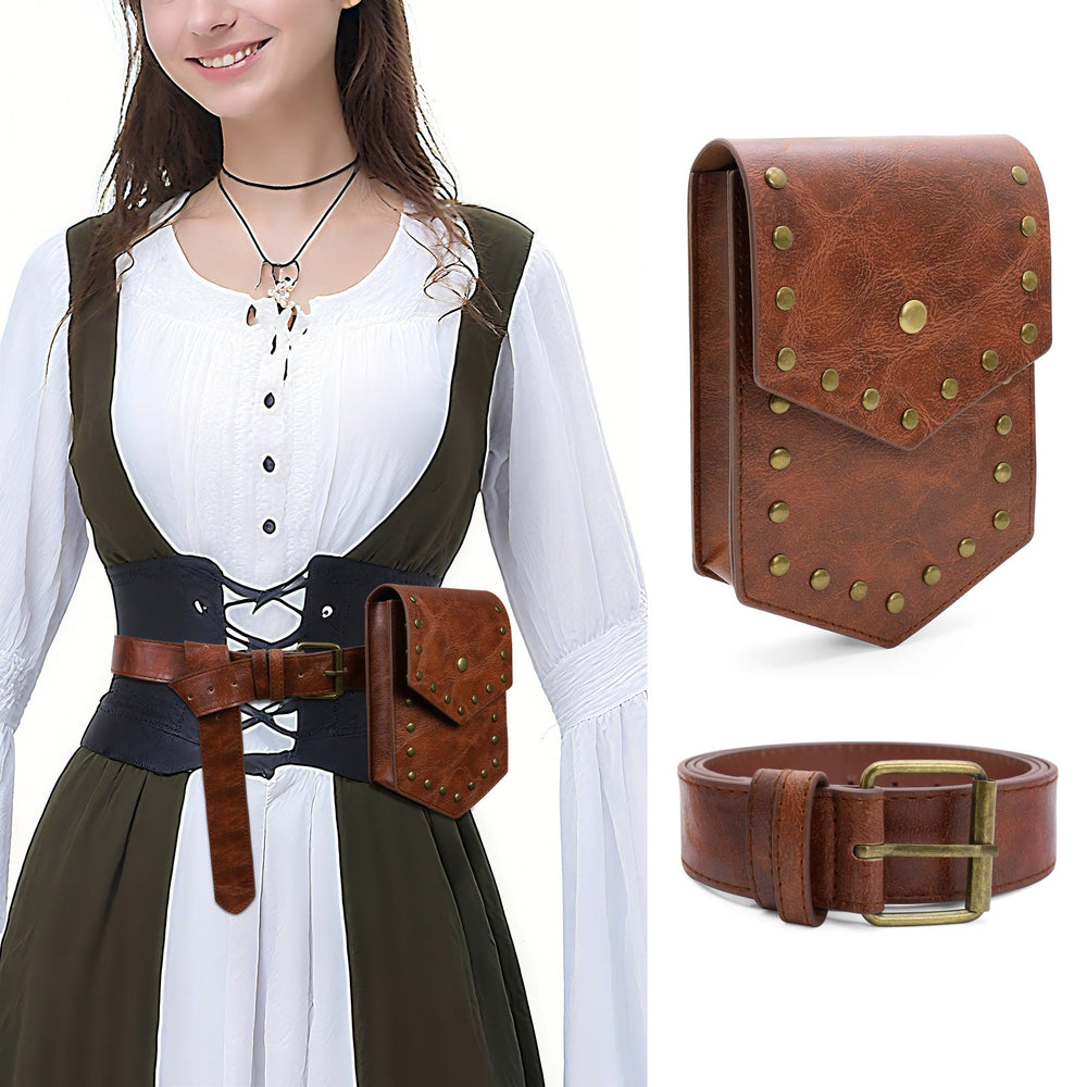 Medieval Style Halloween Cosplay Belt With Rivet Belt Bag - image 2