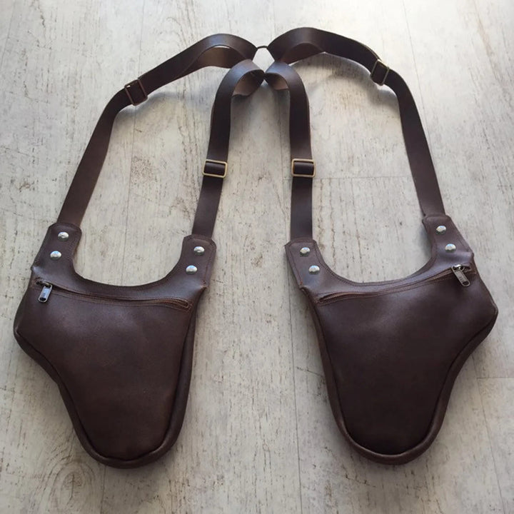 Retro Men's Adjustable Strap Underarm Zipper Shoulder Bag - Coffee - image 4