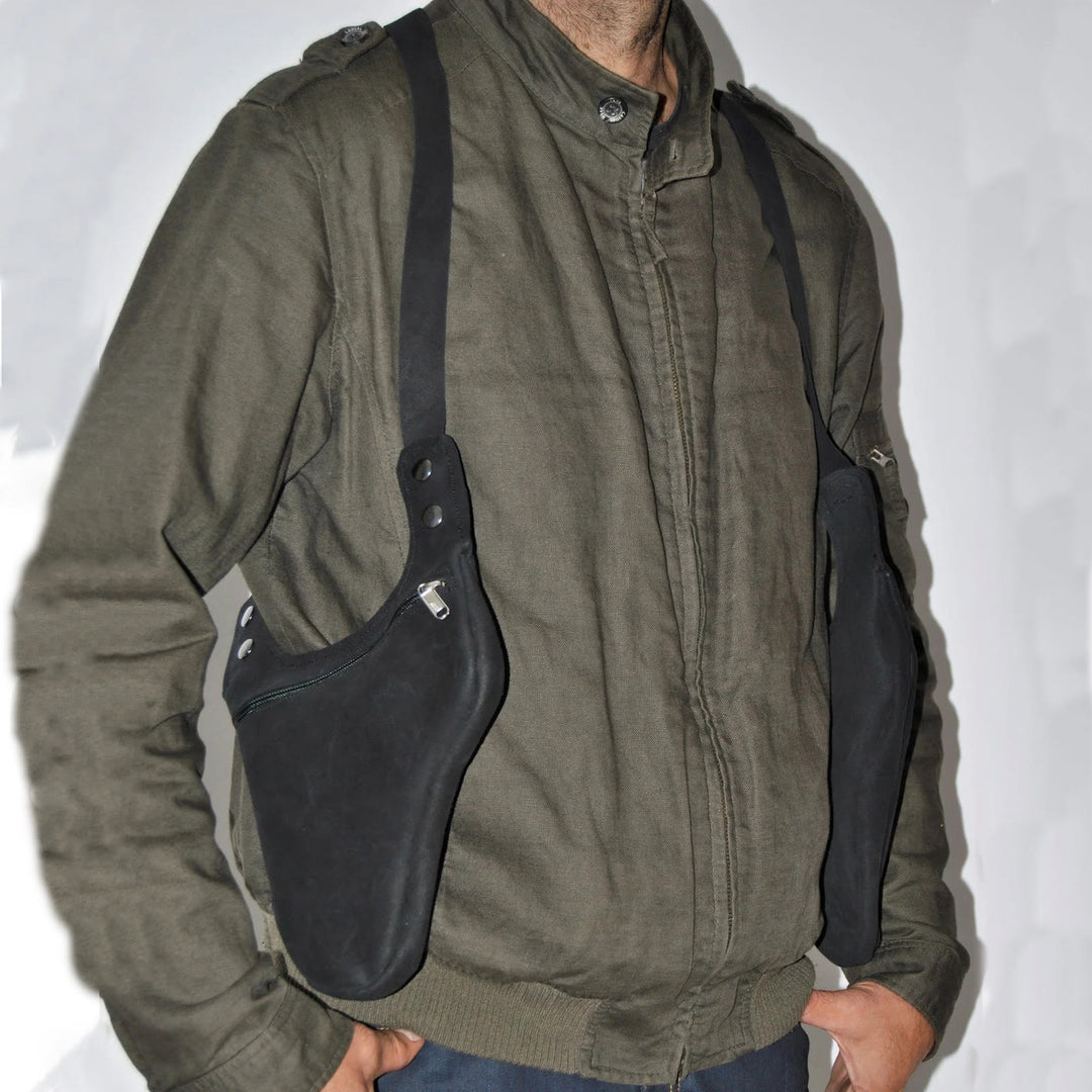 Retro Men's Adjustable Strap Underarm Zipper Shoulder Bag - image 1