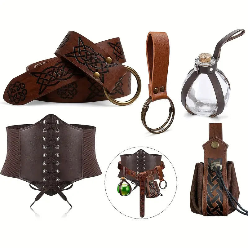 Halloween Cosplay Accessories Alchemy Bottle Viking Belt 5 Pcs - image 4