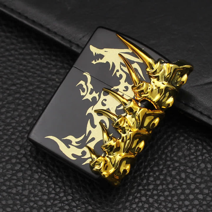 Stereoscopic Dragon Backbone Relief Refillable Butane Lighter - Black - image 4