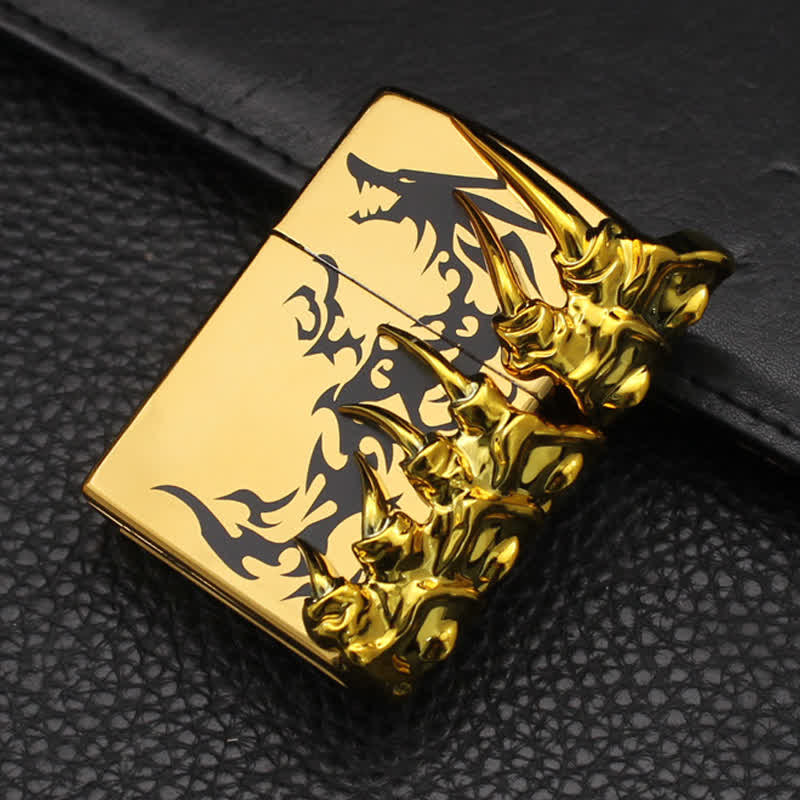 Stereoscopic Dragon Backbone Relief Refillable Butane Lighter - Gold - image 6