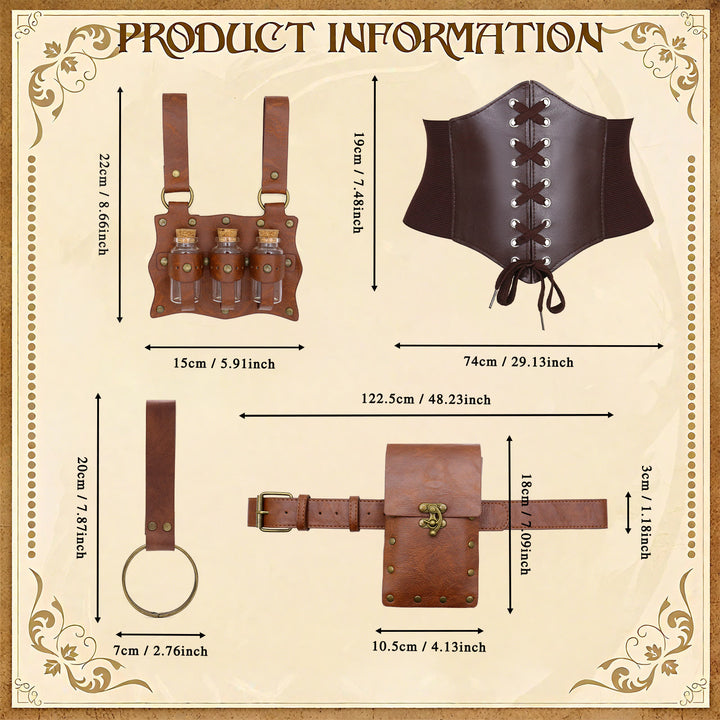 Halloween Women's Cosplay Viking Belt Set Accessories 5 Pcs - image 9