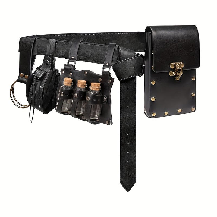 Halloween Cosplay Magic Bottle Waist Bag Wallet Belt Set - 5 Pcs - Black - image 3