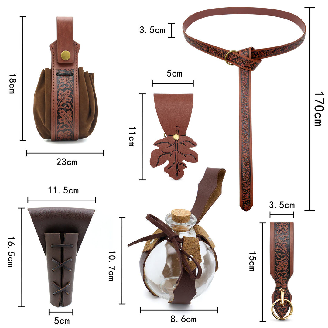 Halloween Cosplay Costume Maple Leaf Embossed Viking Belt Set - image 8