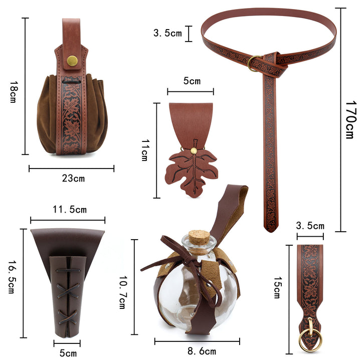 Halloween Cosplay Costume Maple Leaf Embossed Viking Belt Set - image 8