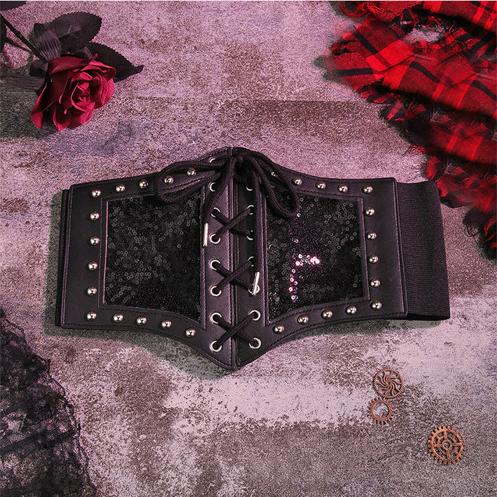 Black Style Lace Strap Women's Elastic Corset Belt - image 1
