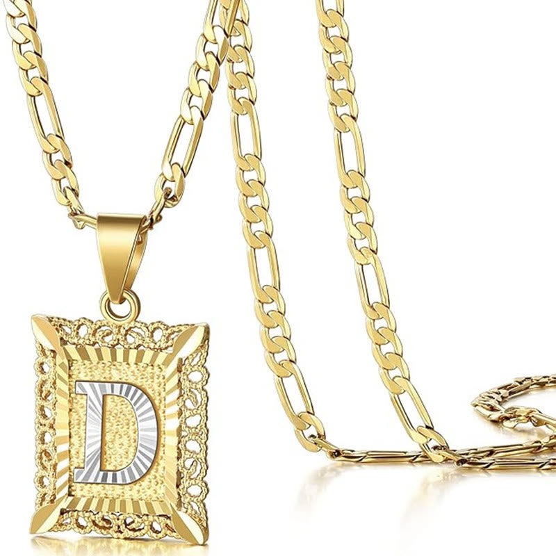 Golden Exquisite Square Hollow Letter Necklace - D - image 7