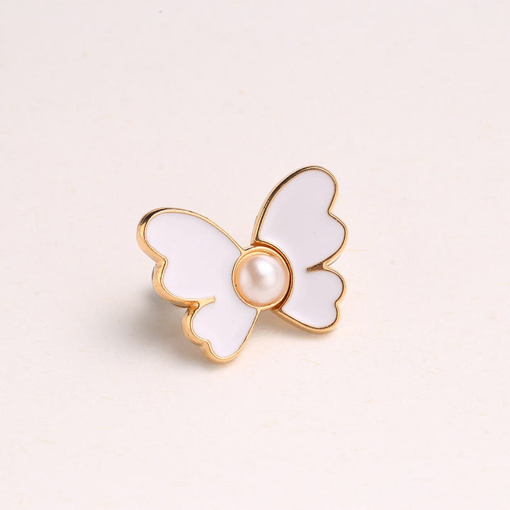 Women's Pearl & Butterfly Nail-Free Pants Belt Clip - Pearl Butterfly - White - image 5