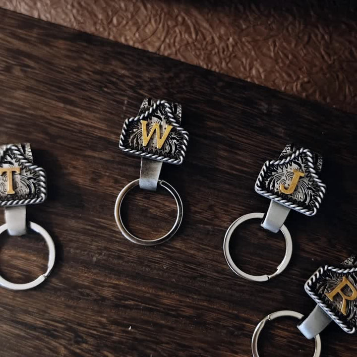 Western Cowboy Style Retro Letter Metal Keychain - image 1