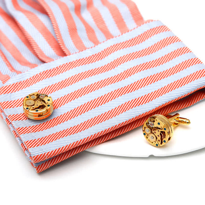 Exquisite Gold Mechanical Steampunk Gears Cufflinks - image 1