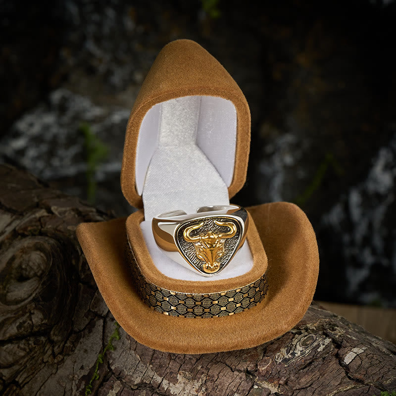 Men's Domineering Rock Bull Horse Totem Opening Adjustable Ring - image 1