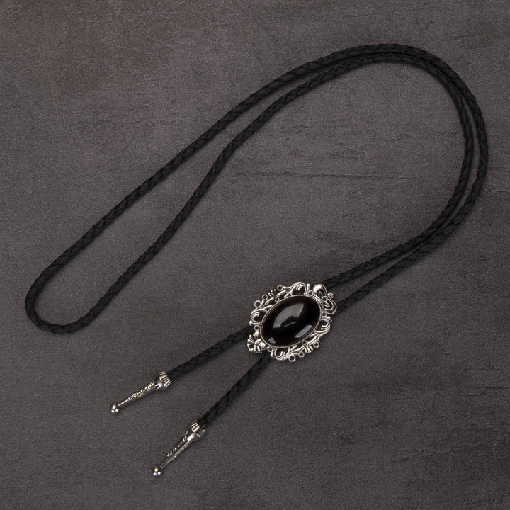 Retro Western Turquoise Elliptical Pendant Bolo Tie - #4 - image 4