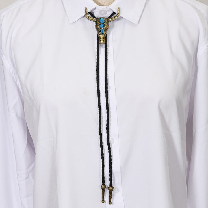 Western Turquoise Bull Pendant Bolo Tie - image 5