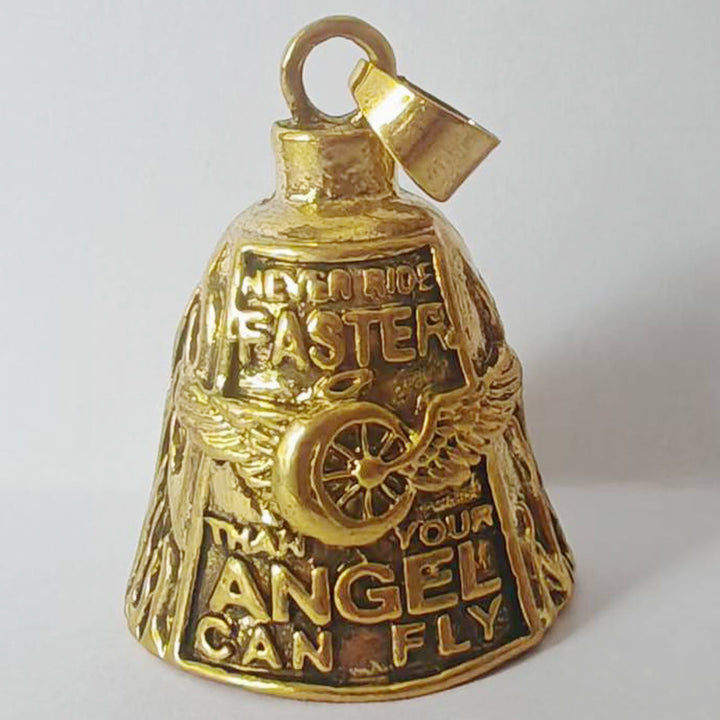 Angel Wing Wheel Lucky Bell Keychain For Riding - Golden - Pendant - image 4
