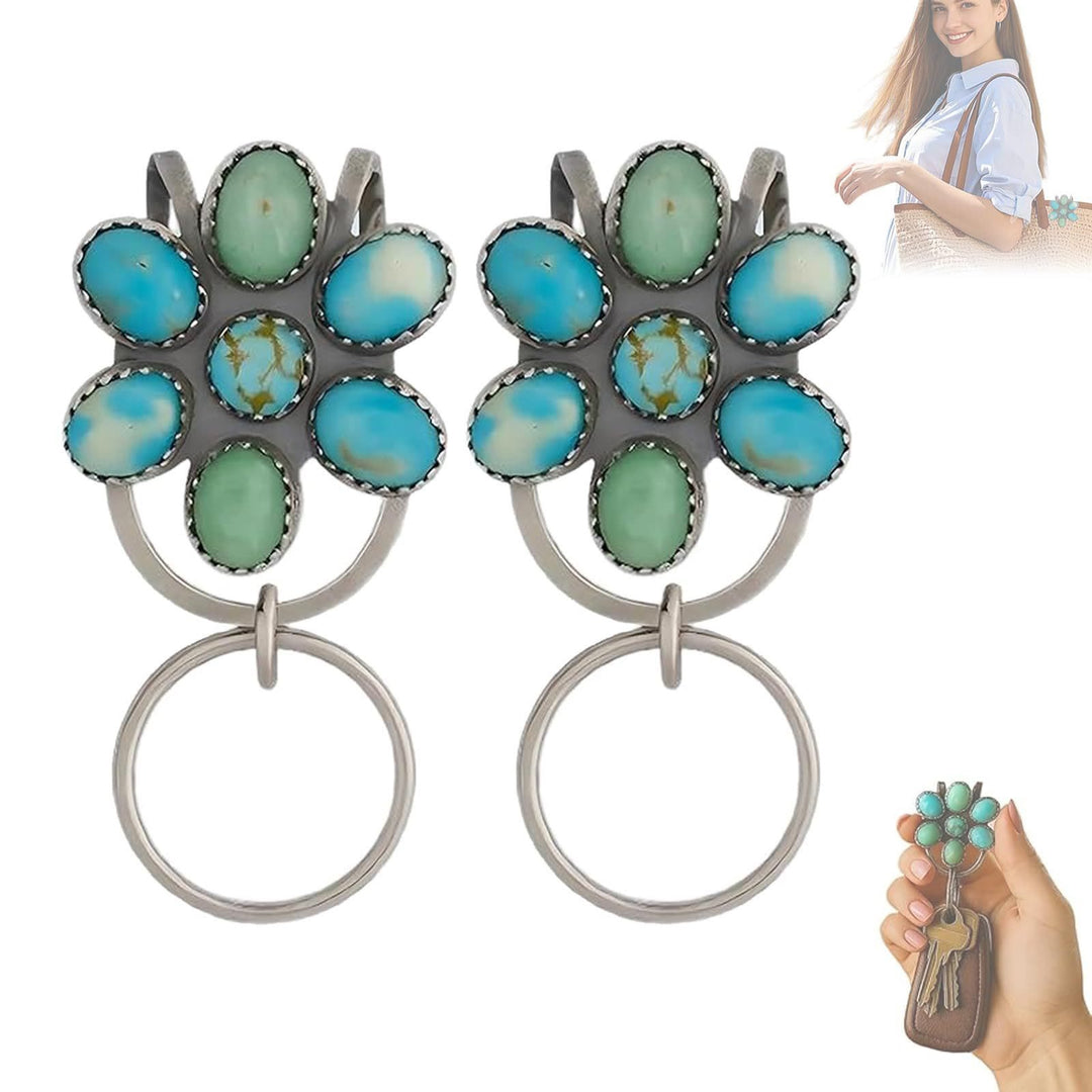Turquoise Flower Bag Clip Keychain Decorative Accessory - image 4