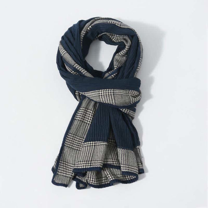 Houndstooth Patchwork Pattern Wrinkled Soft Scarf - image 6