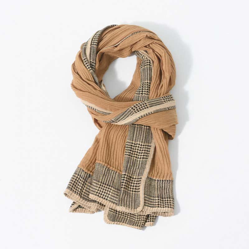 Houndstooth Patchwork Pattern Wrinkled Soft Scarf - image 9