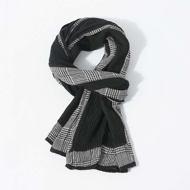 Houndstooth Patchwork Pattern Wrinkled Soft Scarf - image 1
