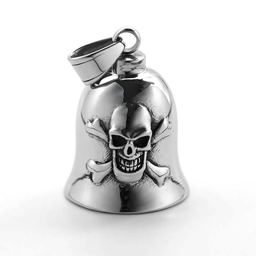 Silver Viking Skull Riding Bell Keychain - image 2
