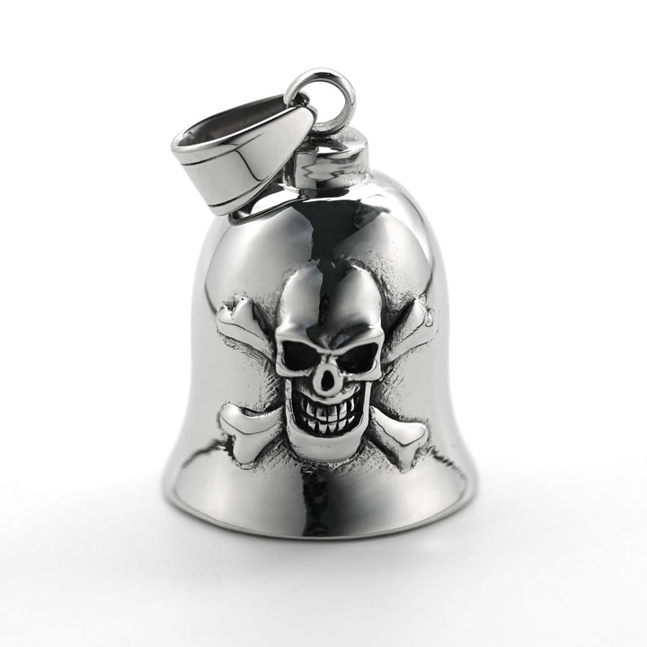 Silver Viking Skull Riding Bell Keychain - image 2