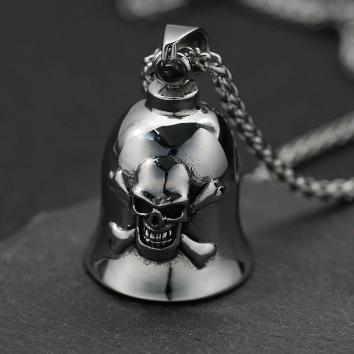 Silver Viking Skull Riding Bell Keychain - Keychain - image 0