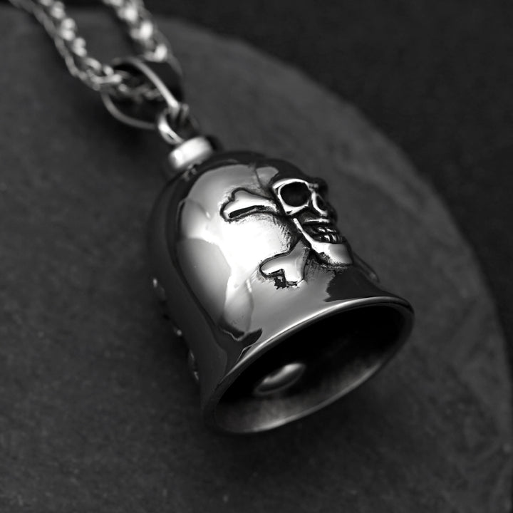 Silver Viking Skull Riding Bell Keychain - image 1