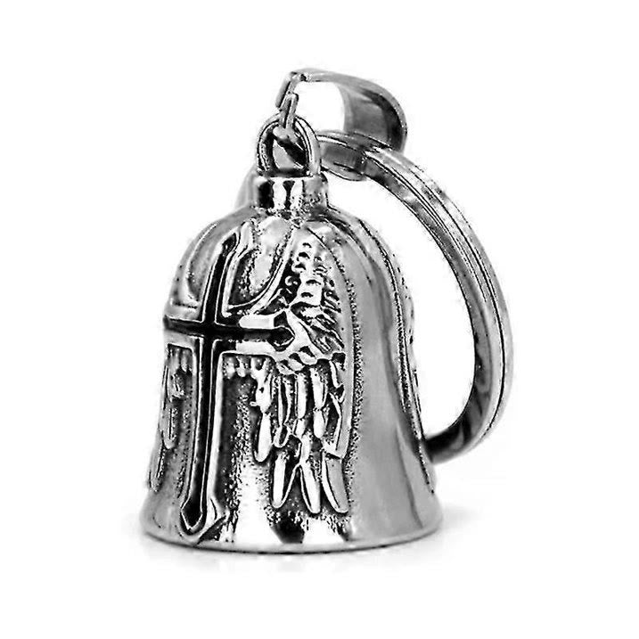 Silver Viking Cross And Wings Bell Keychain - image 3